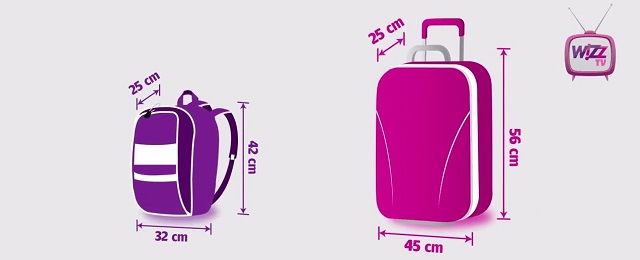 Bagajul din stânga se poate lua în cabină gratuit, cel din stânga contra-cost (vreo 10 euro, parcă)